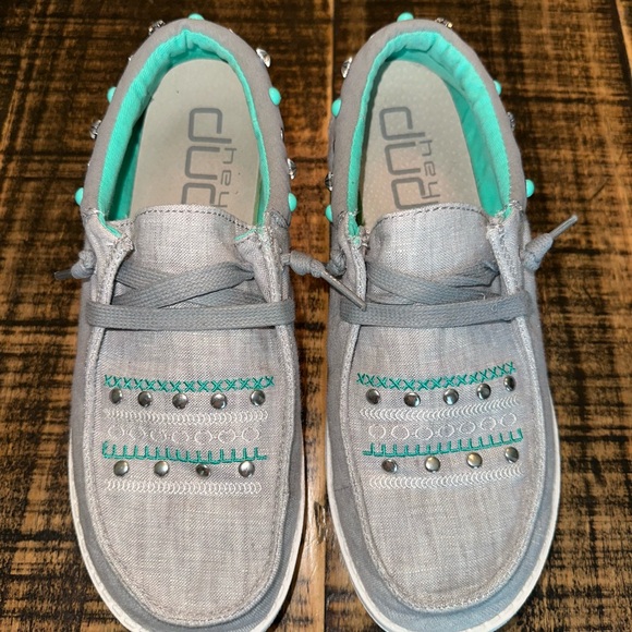 Hey Dude Shoes - Hey Dudes size 7 Grey/Turquoise
